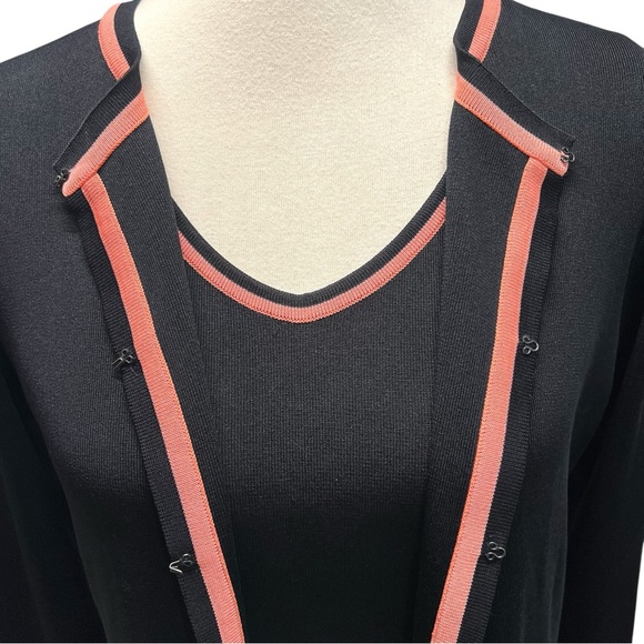 Misook 2 Piece Black Tank & Jacket Coral Trim Women’s Small/Medium - Picture 4 of 12